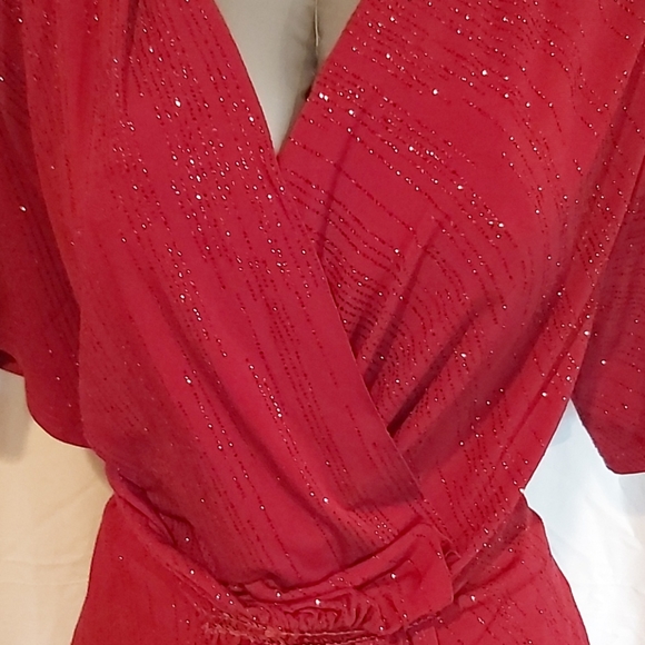 Bright Red Front Criss-Cross Blouse - Picture 2 of 4